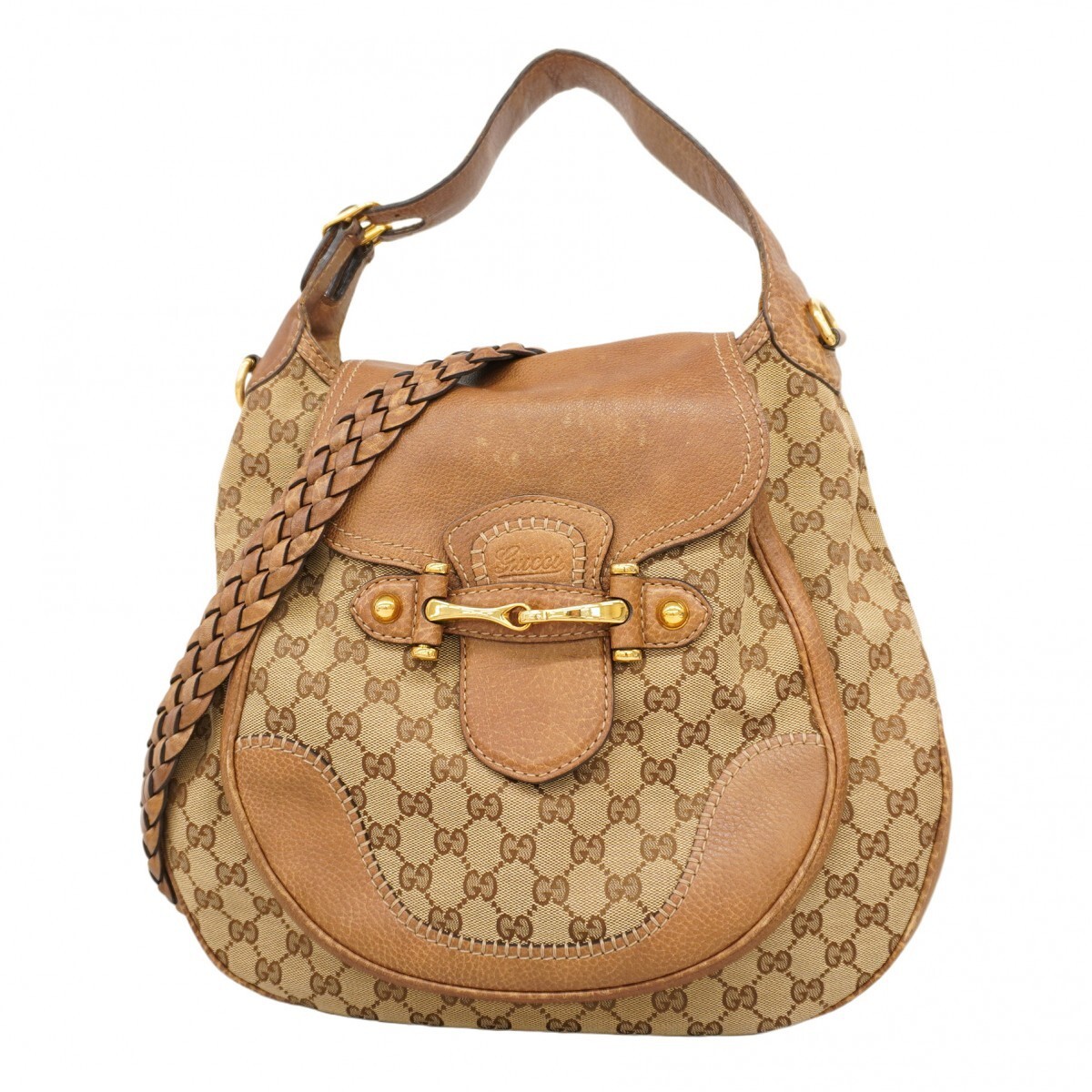 GUCCI Hand Bag GG Canvas 223955 gold hardware 2way 325044