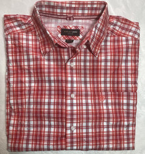 Ariat Pro Series Button Front Red Coral Plaid Shirt Short Sleeve Men s Size XXL