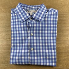 Peter Millar Summer Comfort Blue Gingham Check L/S Button Down Shirt Mens M 160