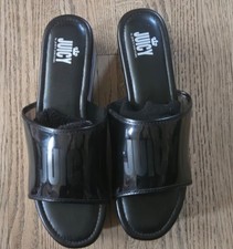 Juicy Couture Womens 10 Lorena Platform Slide Sandals Black White Striped Y2K