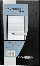 Cambridge Limited Business Ruled Hardcover Notebook- 8" x 4 7/8"- 80 Shts, Black