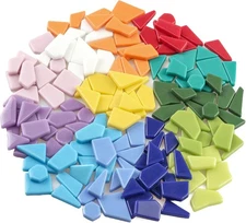 200g Irregular Glass Mosaic Tiles Bulk, Broken Pieces for DIY Crafts & Art Proje