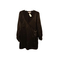 BCBGeneration Women's Vneck Pullover Grommet Tied  Puffy Sleeved Shirt Dress