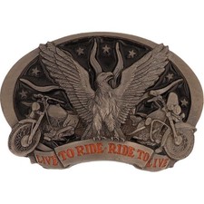 Live To Ride Eagle Mc Chopper Biker Motorcycle Outlaw Nos Vintage Belt Buckle
