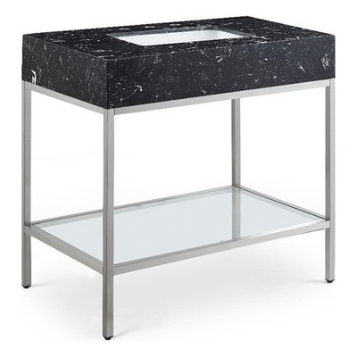 Meridian Furniture Marmo Black Engineered Stone Bathroom Vanity