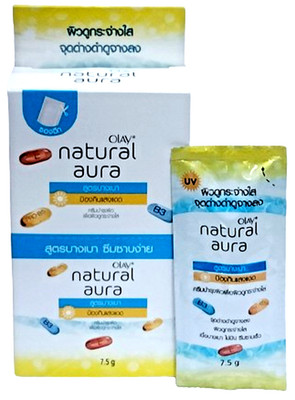 OLAY Natural Aura, light formula, vitamins B3, E, PRO-B5 UV Protection 7.5 g × 6