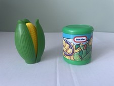 Lot of 2 Little Tikes Play Food Corn on the Cob  Can of Corn