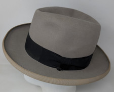 Vintage Stetson Royal DeLux Gray Felt Hat Men's Size 7 Homburg 1940s 1950s