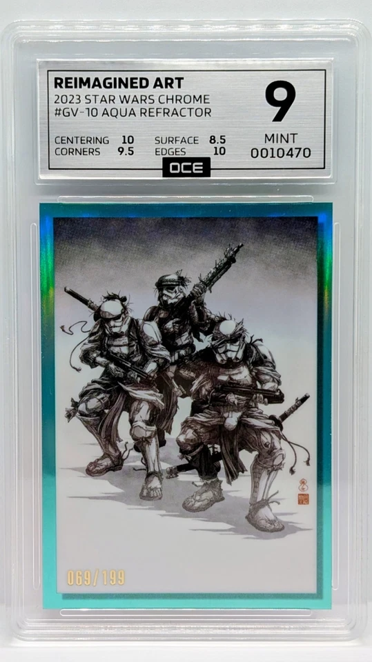 Star Wars OCE Mint 9 Grade 2023 Galaxy Chrome Aqua /199 Galactic Visions #GV-10 - Image 2 of 4