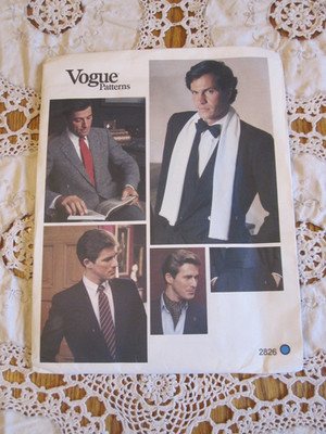 Vogue Patterns #2826 MEN'S TIES ASCOT SCARF CUMMERBUND One Size Uncut NEW