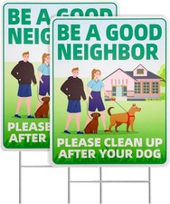 Clean Up After Your Dog Sign 12x9 No Pooping Yard Sign Be A Good Neighbor 2 Pack