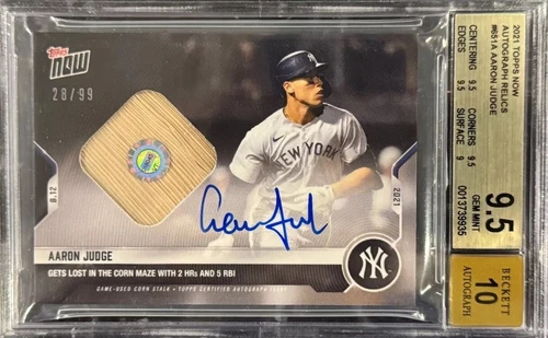 2021 Topps Now Aaron Judge /99 Auto Corn Relic #651 Field of Dreams BGS Gem Mint - Picture 1 of 3