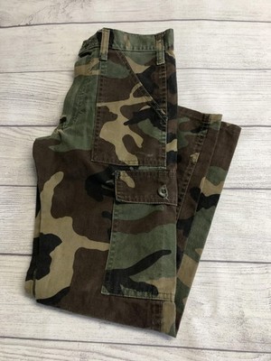 Vintage Camo Cargo Pants Youth 8 Green Camouflage USA Military Outdoor 90s