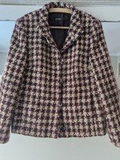 JOBIS Wool Alpaca Mohair Blend Blazer . Burgundy Check. Size 14 (EU 42)