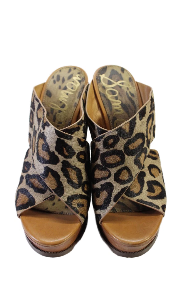 Sam Edelman 女式豹纹马毛骡楔形棕色 7.5 码 — 第 2/4 张图片