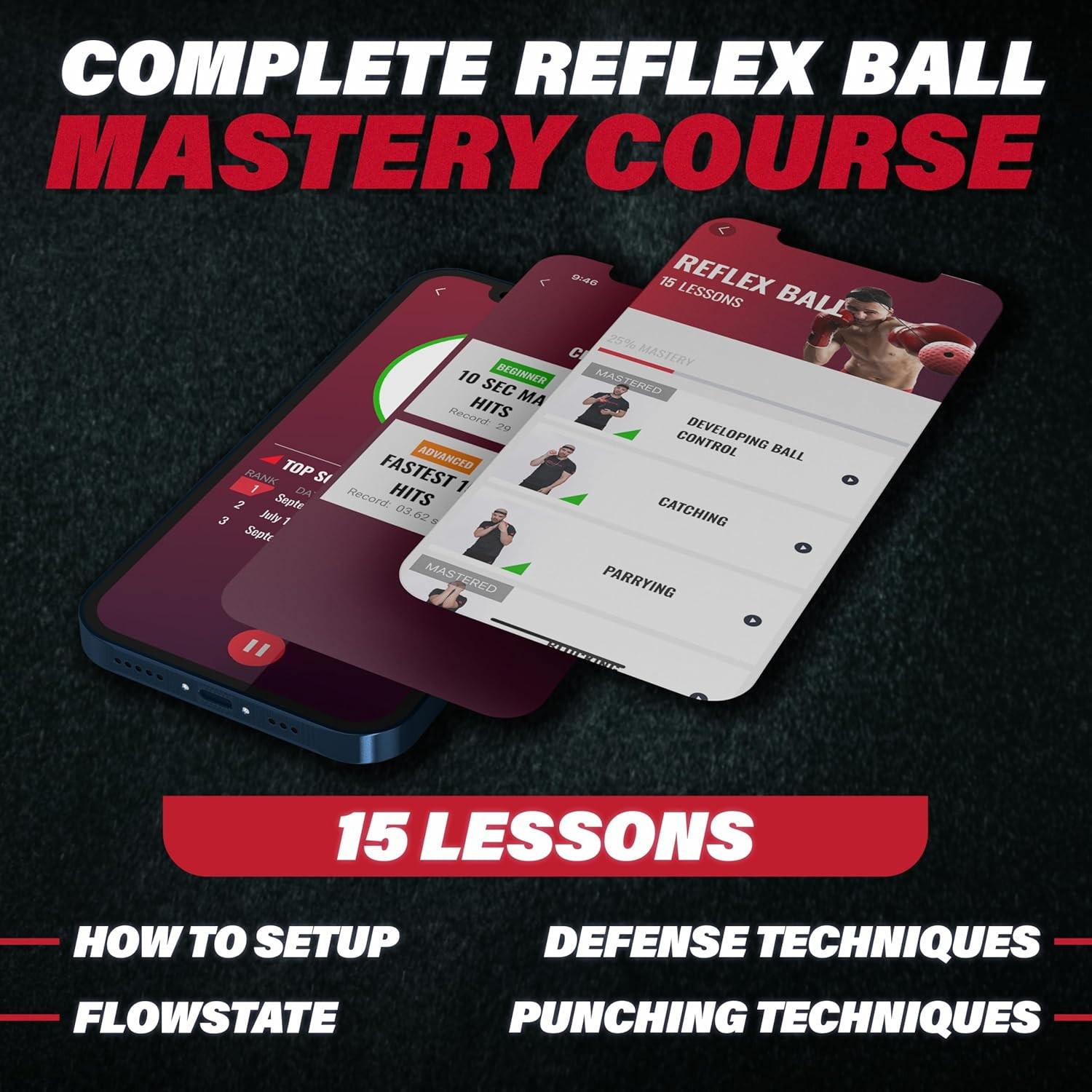 Boxing Reflex Ball Set with Punch Counter App | 4 Balls with Varying Weights, He