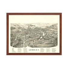 Old Map of Le Roy, NY 1892 - Vintage Le Roy New York Art