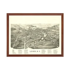 Old Map of Le Roy, NY 1892 - Vintage Le Roy New York Art
