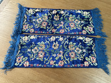 Pair Of Vintage Floral Silk Velvet Table Runners Made In Belgium 1900s