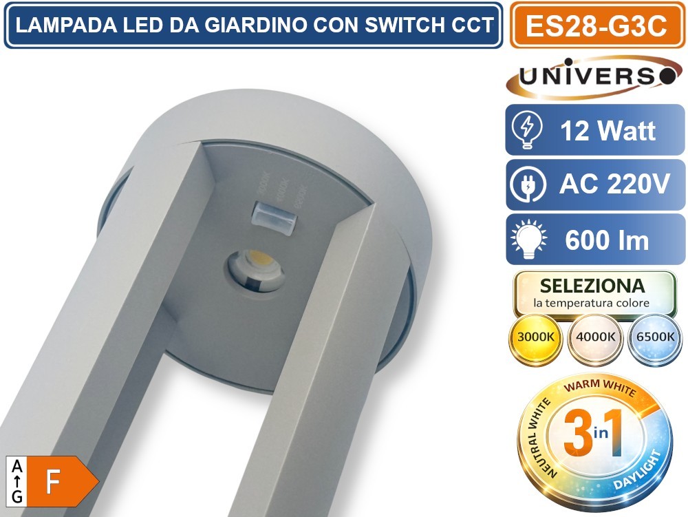 Lampada da giardino COB LED 12W con interruttore foto 4
