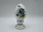 Fenton Iridescent Art Glass Egg Hand Painted Blue Forget-Me-Nots Marilyn Wagner