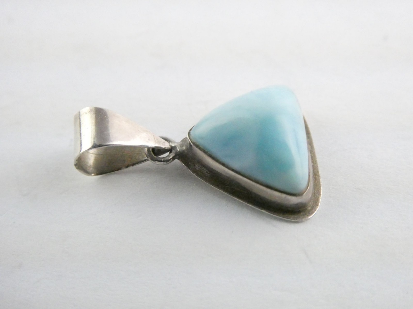 Sterling Silver Triangular Larimar Cabochon Penda… - image 4