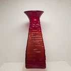BLENKO Glass 2134 Tangerine Strata Vase 13.75" Tall  Etched 2017  No Sticker