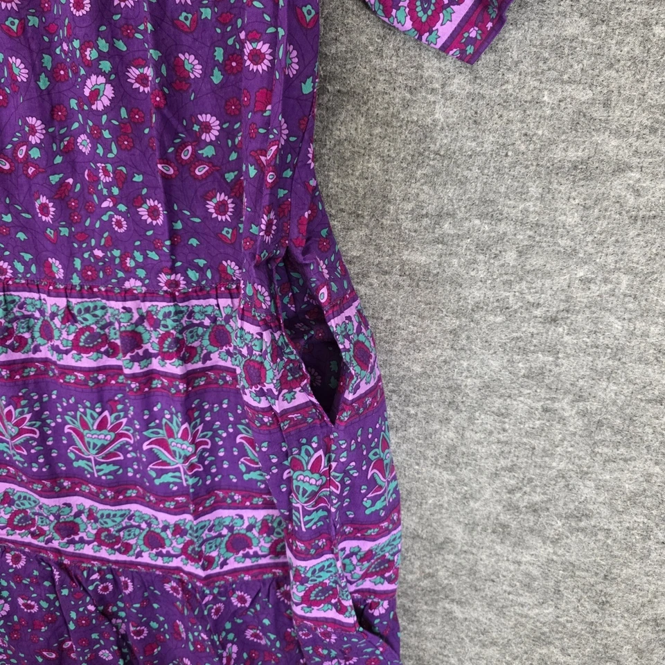 Vestido LA CERA Para Mujer Grande Púrpura Boho Estampado Floral En Niveles Midi Cottagecore Nuevo Sin Etiquetas Foto 2 de 4