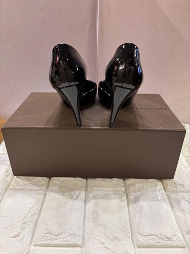 LOUIS VUITTON Pumps Heel Leather Black EU34/US4 Authentic from Japan - Picture 4 of 24