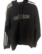 MENS ADIDAS 3 STRIPES TREFOIL HOODIE SIZE MEDIUM BLACK