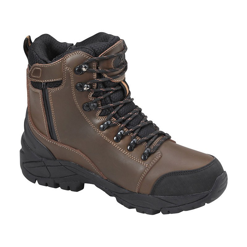 Chaussures de chasse ProHunt Sika double zip en cuir marron