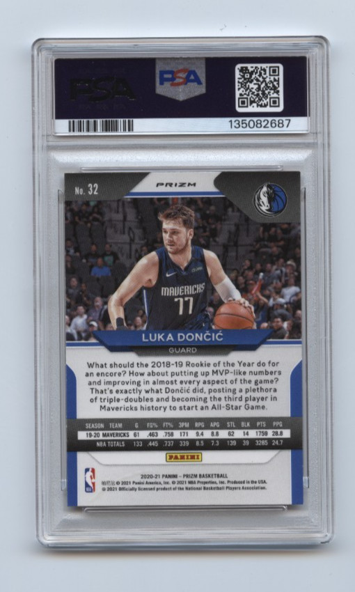 2020 PANINI PRIZM RUBY WAVE #32 LUKA DONCIC PSA 10 grade view 2