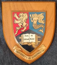 Vintage  Birmingham University College  School Crest Shield Plaque xcd