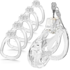 Male Chastity Cage, Lightweight Male Chastity Device with 5 Size Ring Invis...
