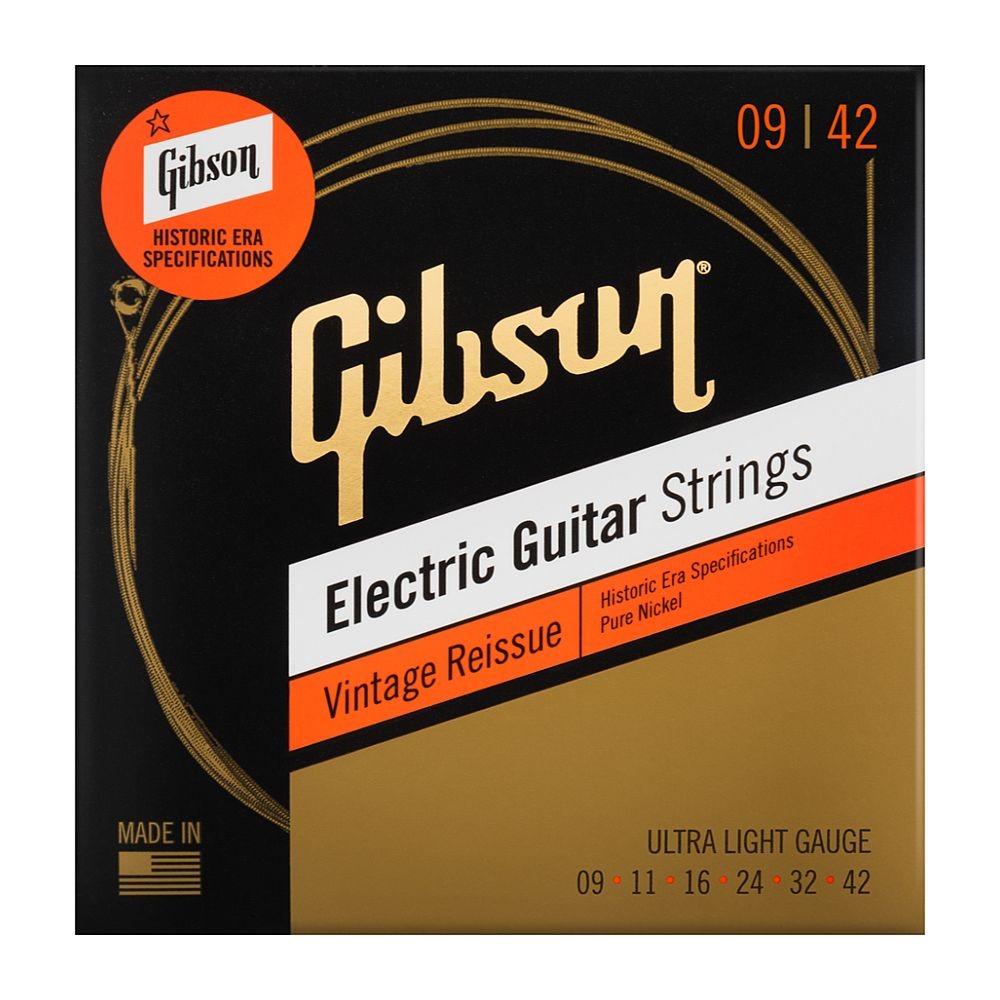 Gibson Vintage Reissue Pure Nickel Electric Guitar Strings (.009 - .042)