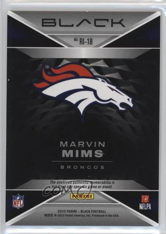 2023 Panini Black Rookie Influx Materials /150 Marvin Mims #RI-18 RC - Image 2 of 2