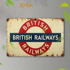 Vintage British Railways Tin Metal Signs Home Décor Retro Railway with Red & Bl