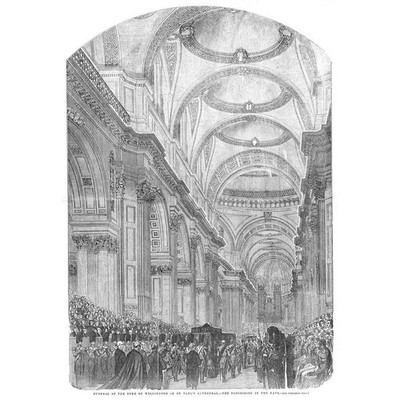 DUKE OF WELLINGTON Beerdigung in der St Paul's Cathedral - antiker Druck 1852