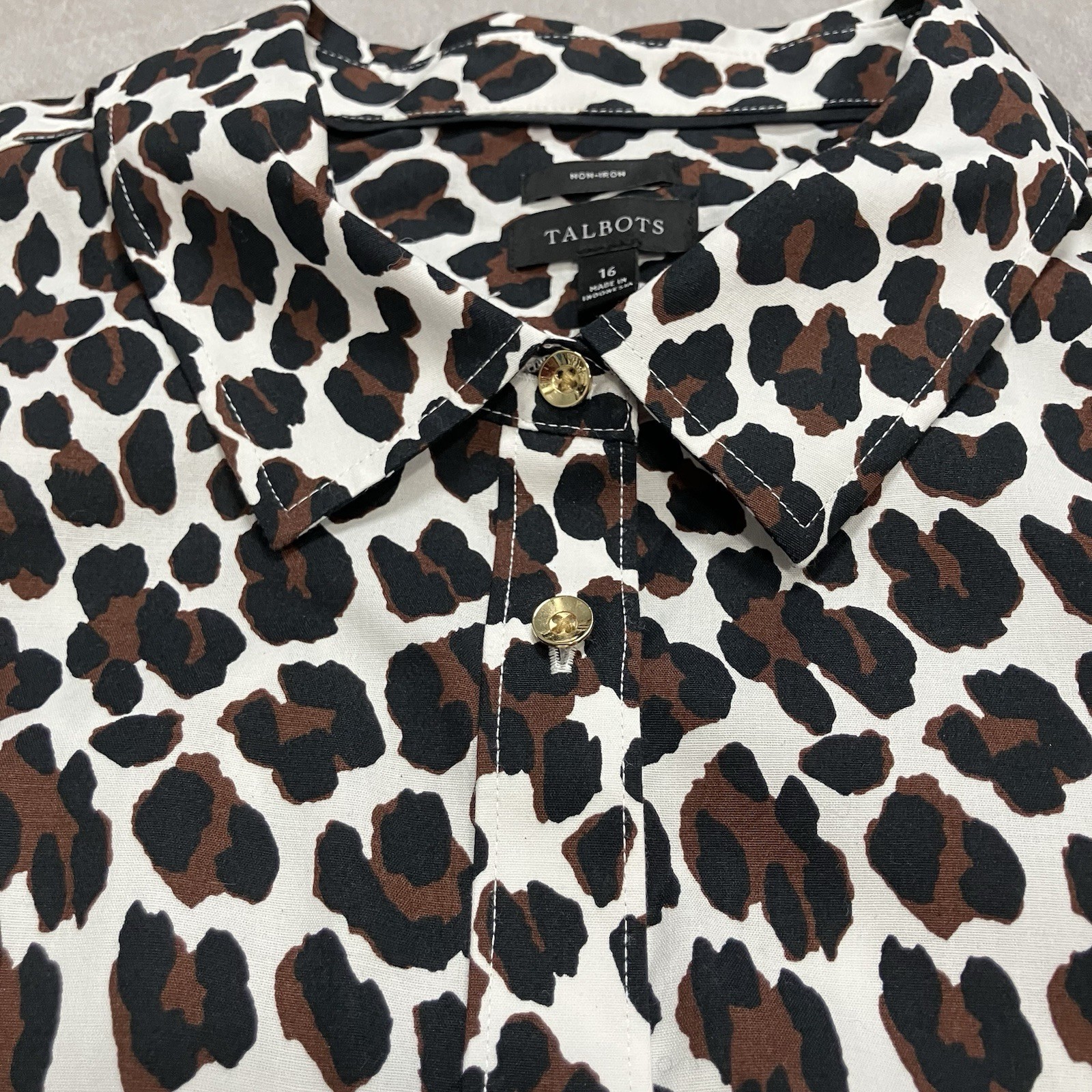 Talbots Leopard Print Button Down Blouse Womens S… - image 2