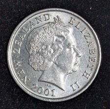 2001 New Zealand 10 Cents Circulated KM# 117