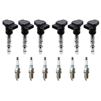 Eldor 6 Ignition Coils Denso Iridium Spark Plugs Kit for A6 Allroad Quattro V6