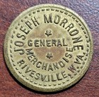 W VIRGINIA Token Joseph Morrone Gen Mer RIVESVILLE W.VA. Brass 23.6mm GF 25c — photo 1