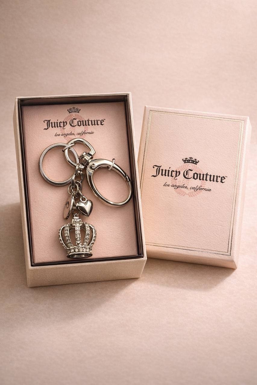 Juicy Couture Crown Heart Rhinestone Keychain