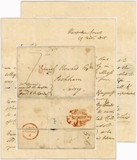 1815 LETTER SAM PURKIS to DANIEL HOWARD PECKHAM SURREY re Miss Fox demise