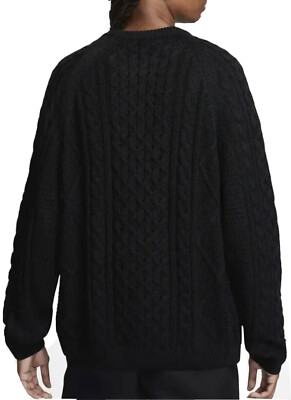 NEW Nike Cable Knit Sweater DQ5176-010 Men's LARGE NWT | eBay