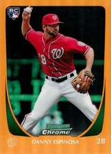 DANNY ESPINOSA 2011 Bowman Chrome ORANGE REFRACTOR ROOKIE RC /25 Nationals #205