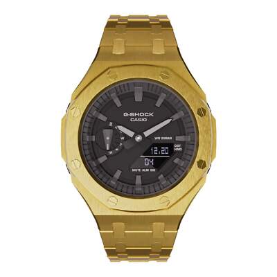Casioak GA2100 Mod Watch - Royal Oak Modded G-Shock GA-2100 All Gold