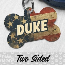 American Flag Dog Tags for Dogs, USA Pet ID Tags, Custom Personalized Puppy Tag