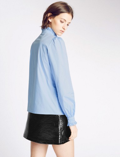 Iconic Alexa Chung M&S Archive Rare Lovell Shirt Blouse Blue Stretch UK 10 38 - Picture 13 of 20