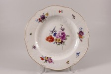 Meissen Teller Neumarseille Blumen Insekten 220110 Ø21,5cm 1.Wahl